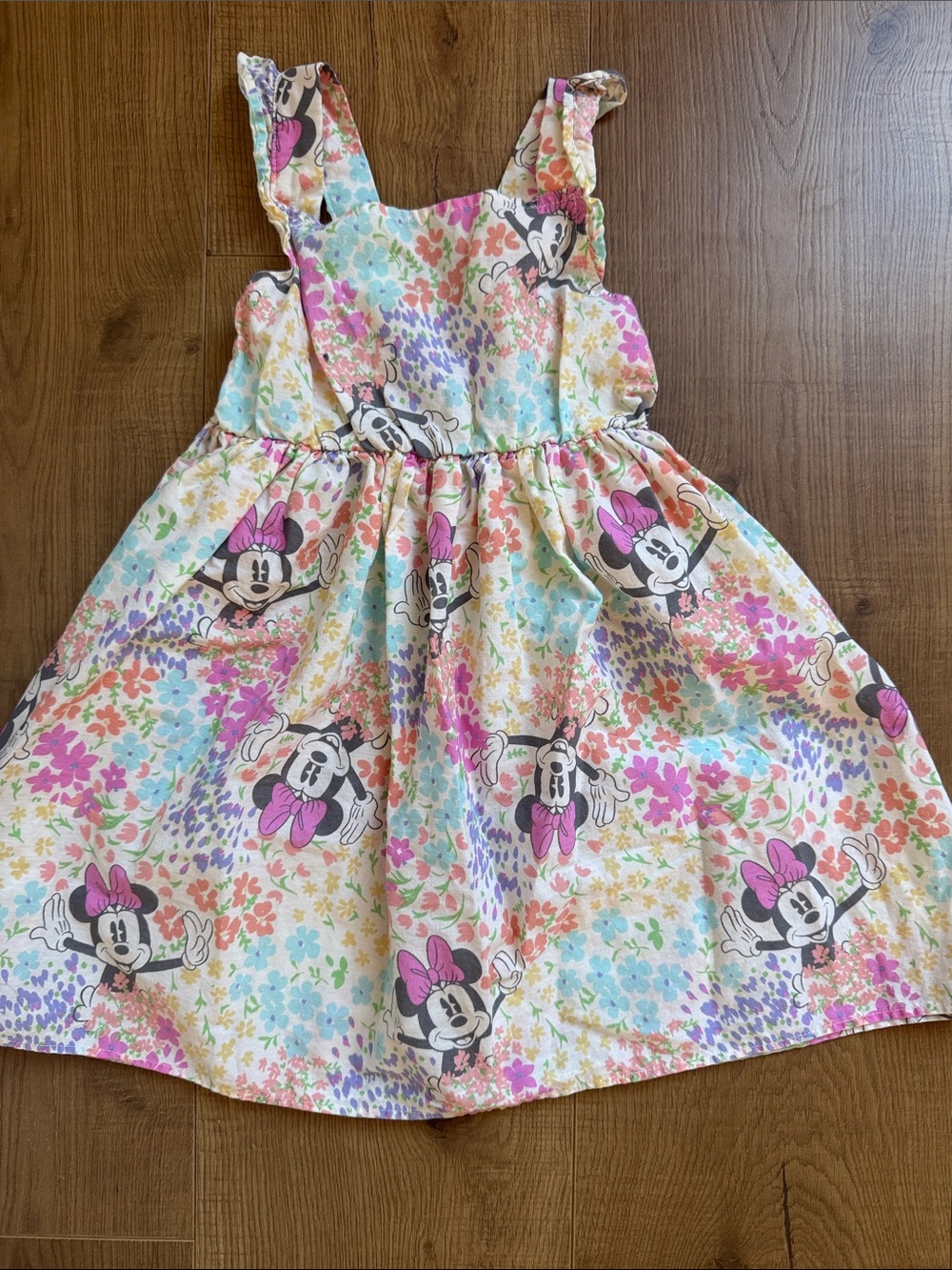 Disney Girls' Minnie Mouse Floral Dress - Pink, Purple, Blue